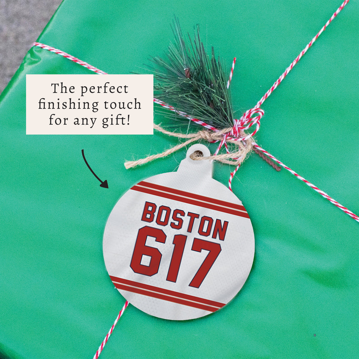 Boston 617 Red White Ornament