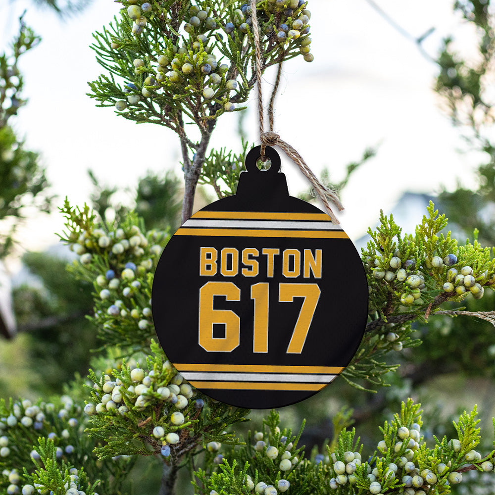 Boston 617 Black Gold Ornament