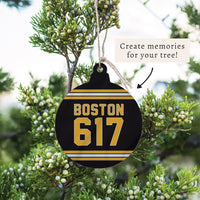 Boston 617 Black Gold Ornament