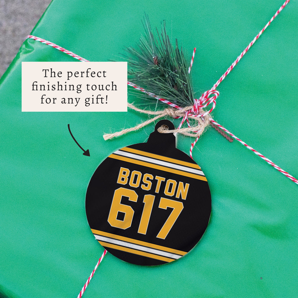 Boston 617 Black Gold Ornament