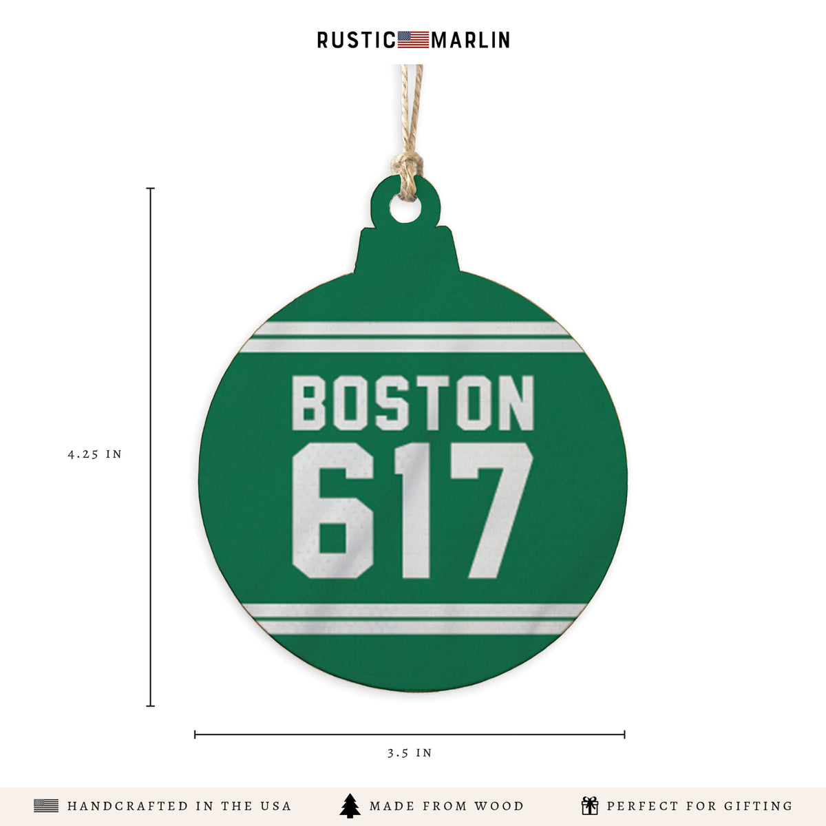 Boston 617 Green White Ornament