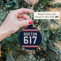 Boston 617 Blue Red Ornament