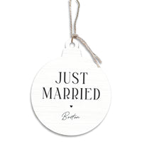 Just Married Boston Ornament