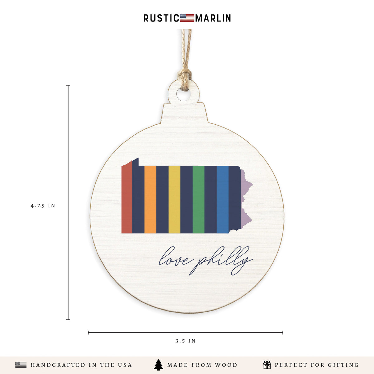 Philly Love Rainbow Ornament