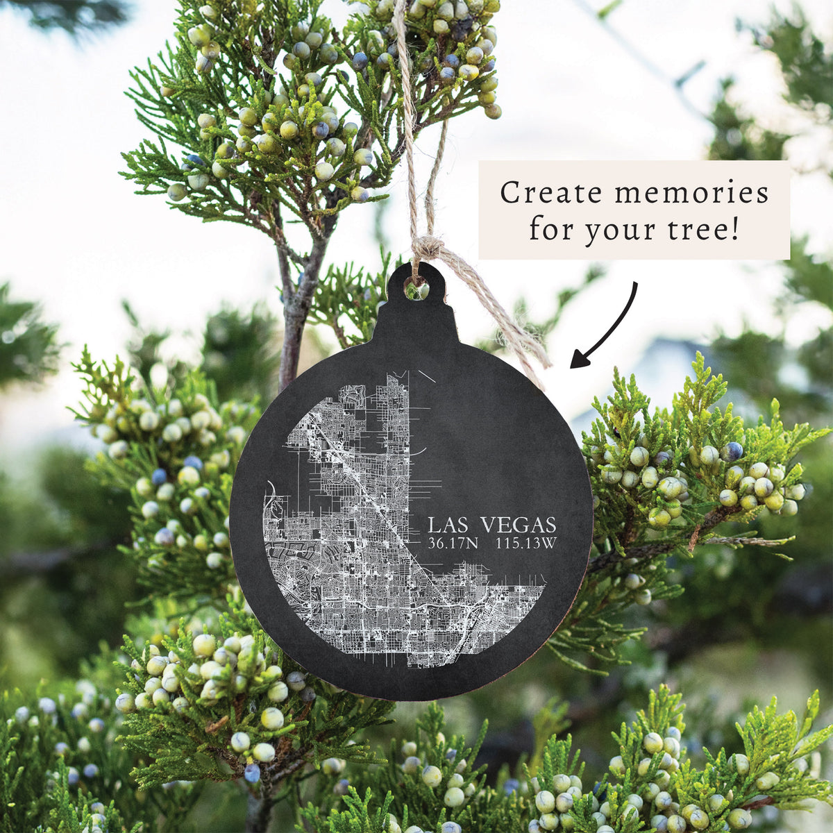 Las Vegas Charcoal City Grid Ornament