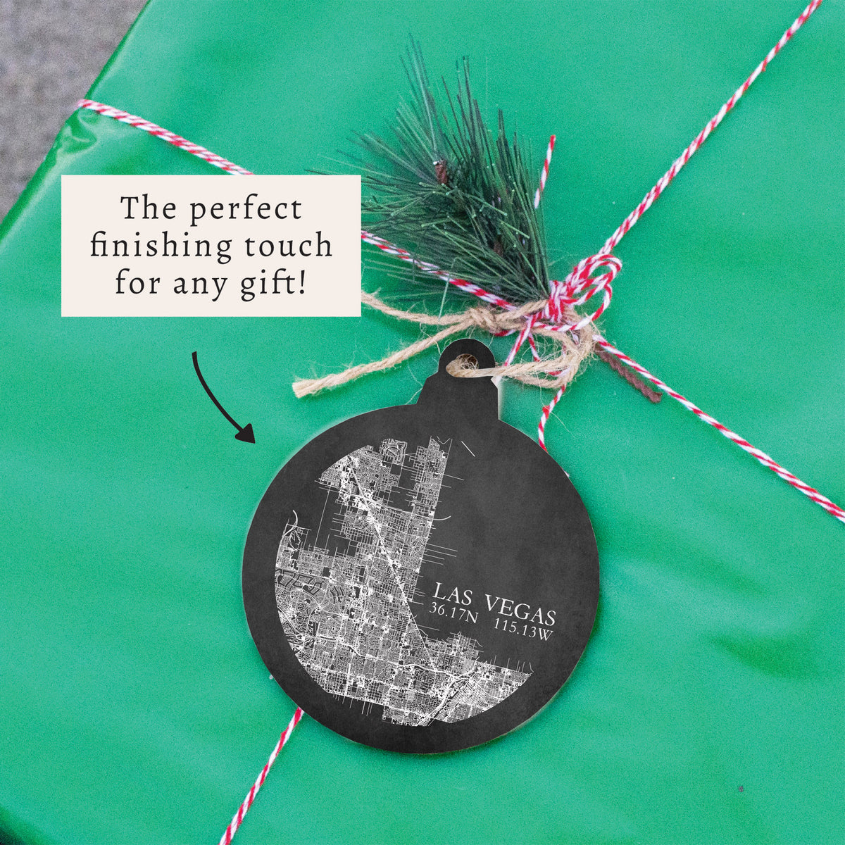 Las Vegas Charcoal City Grid Ornament
