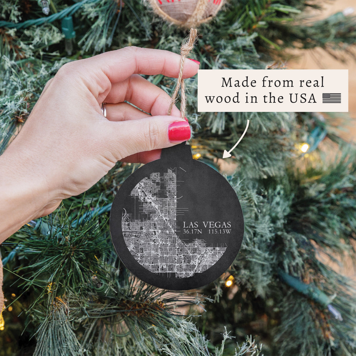 Las Vegas Charcoal City Grid Ornament