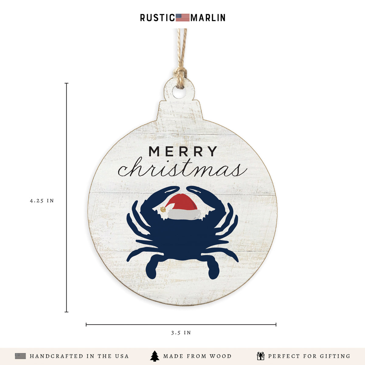 Merry Christmas Crab Ornament