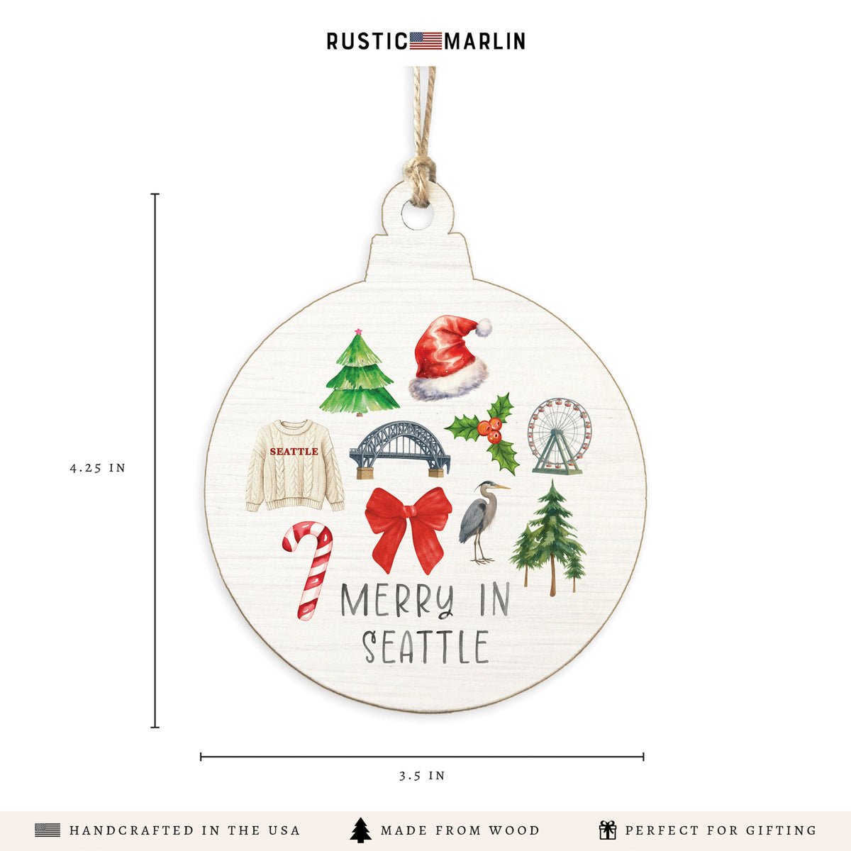 Merry In Seattle Icons Ornament