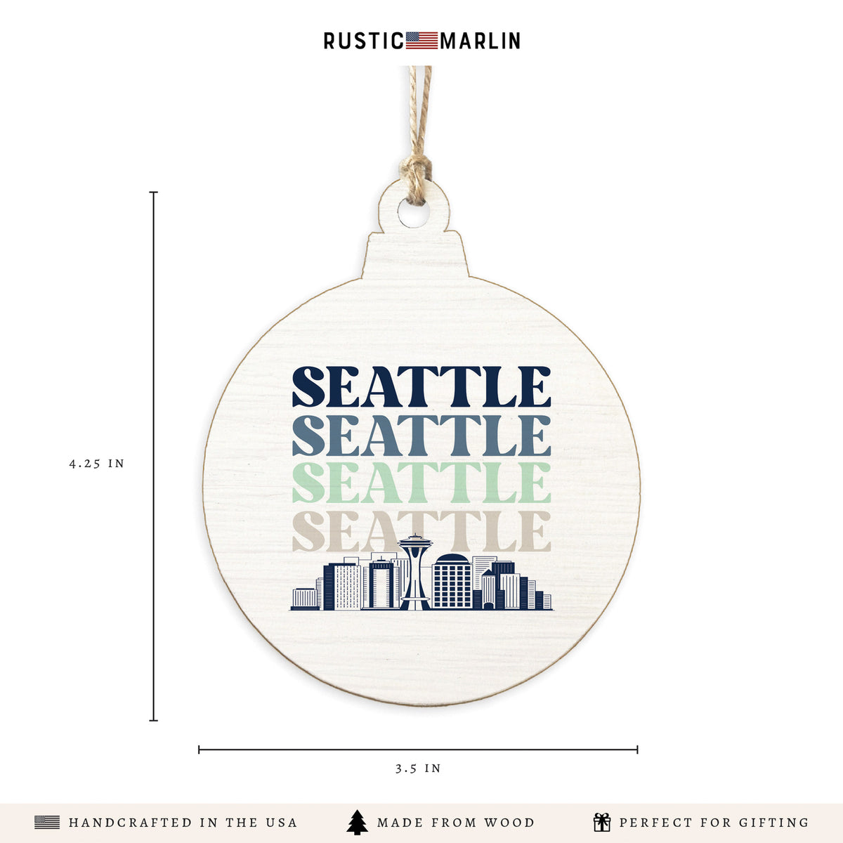 Seattle Line Art City Ornament