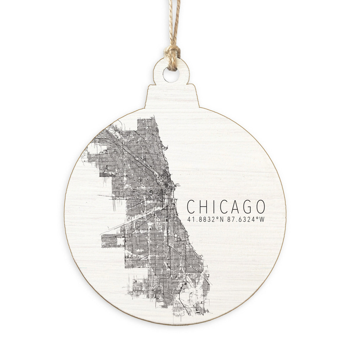Chicago City Map Scale Ornament