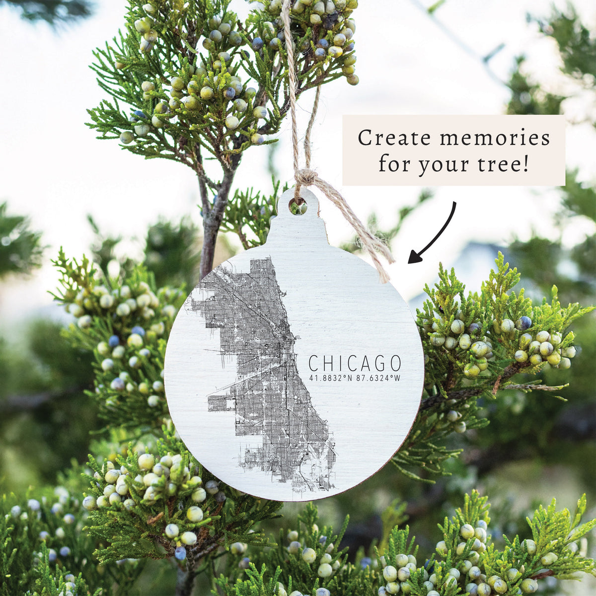 Chicago City Map Scale Ornament