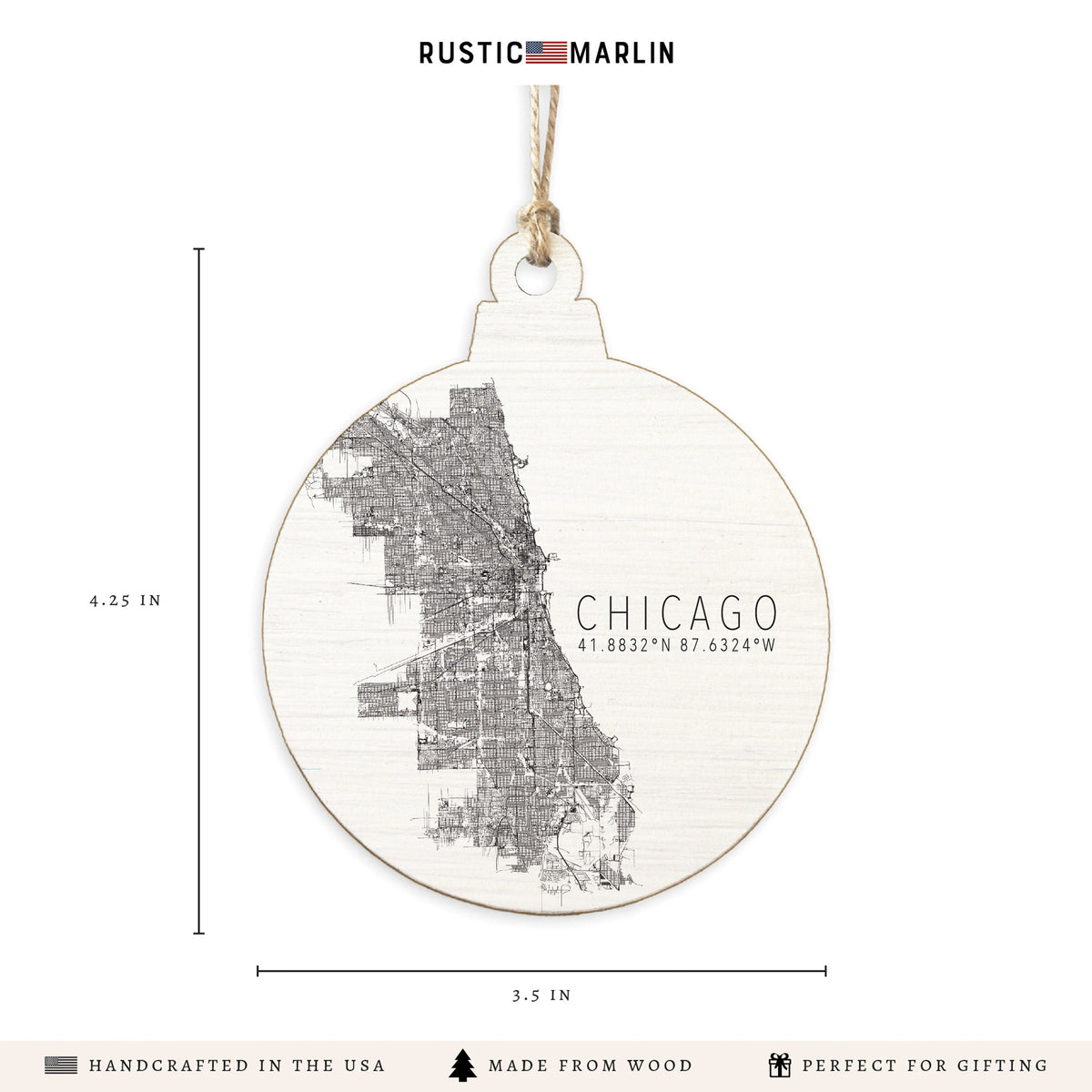 Chicago City Map Scale Ornament