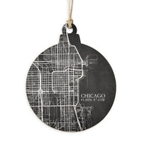 Chicago Charcoal City Grid Ornament