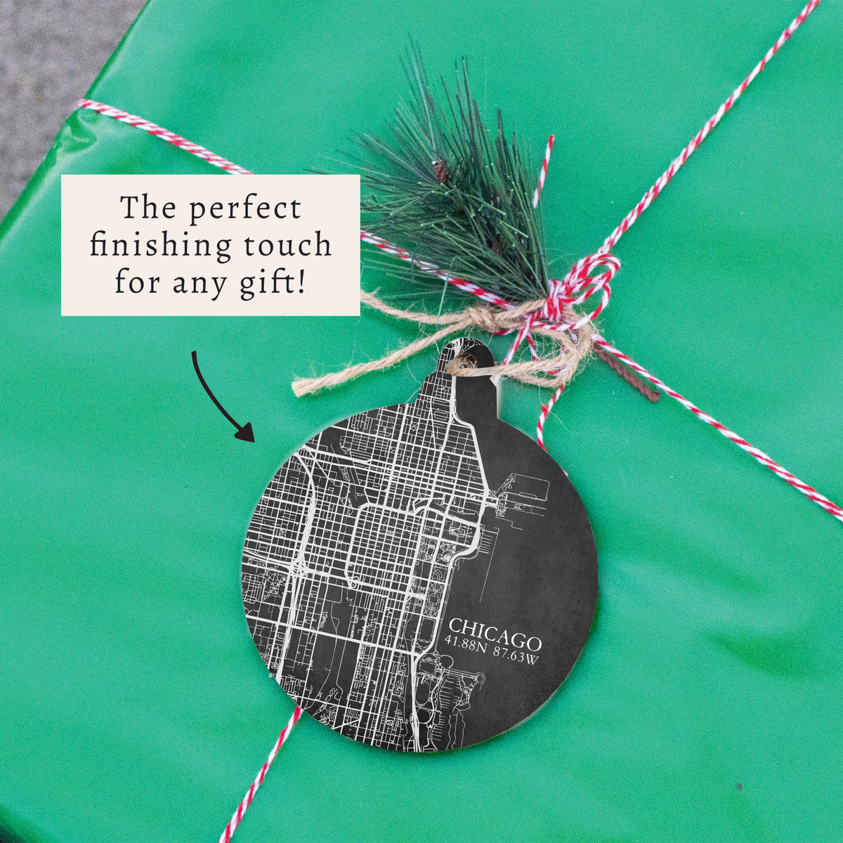 Chicago Charcoal City Grid Ornament