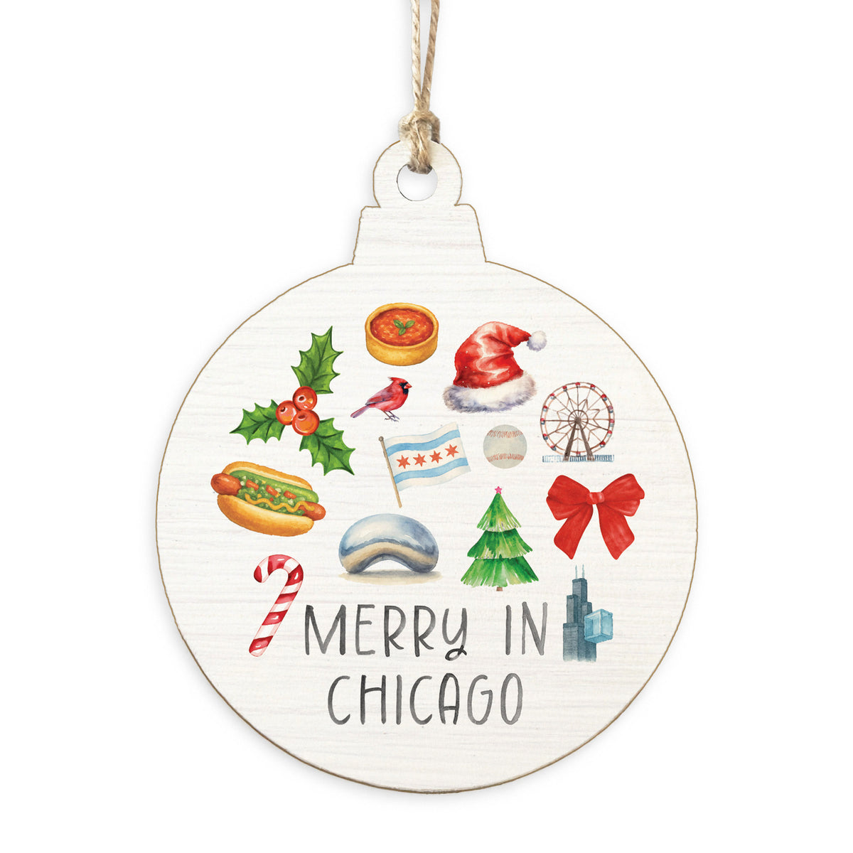 Merry In Chicago Icons Ornament