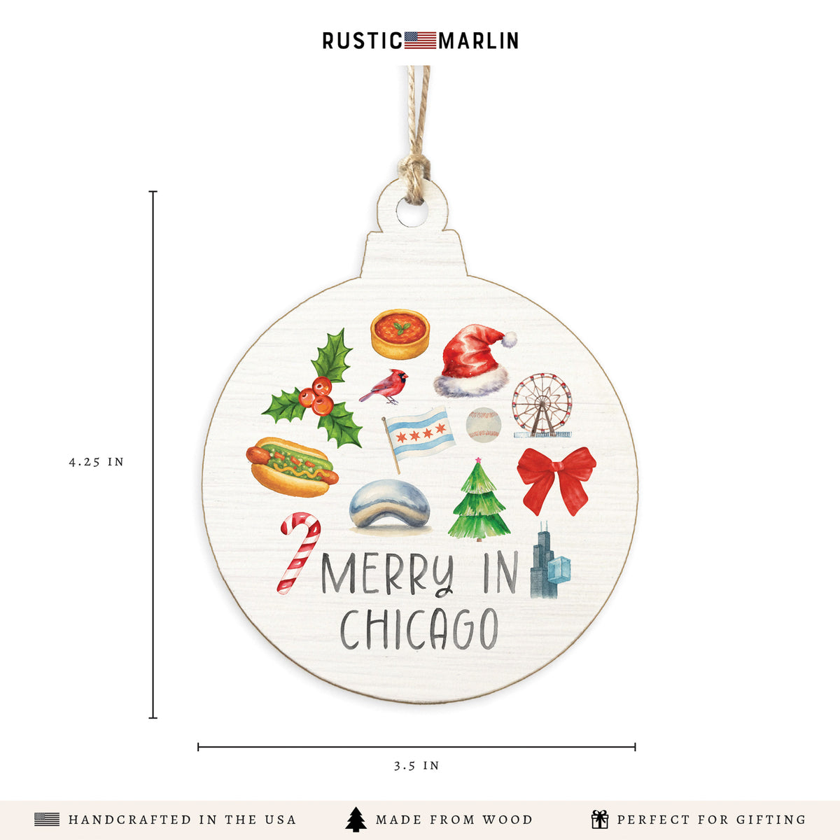 Merry In Chicago Icons Ornament