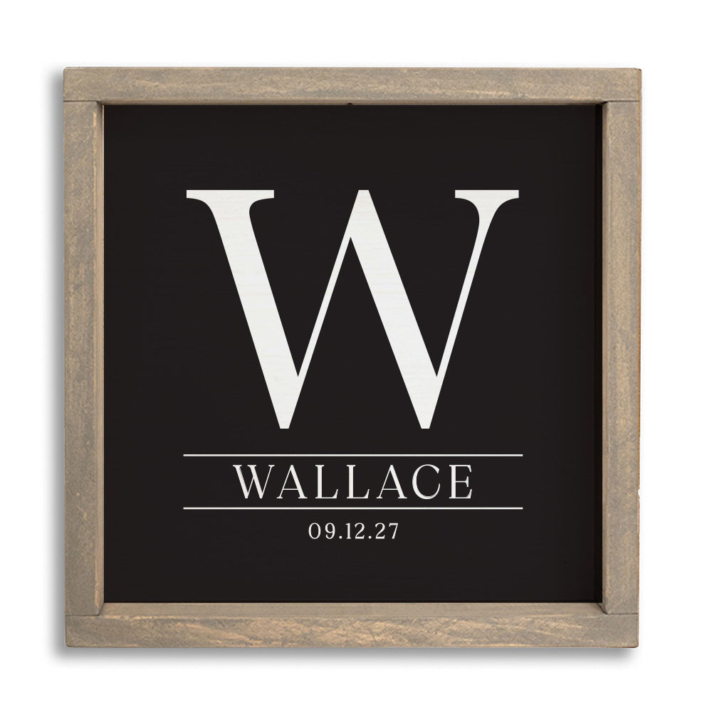 Initial Black Personalized Wall Art