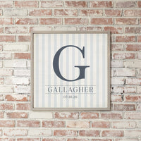 Initial Striped Personalized Wall Art
