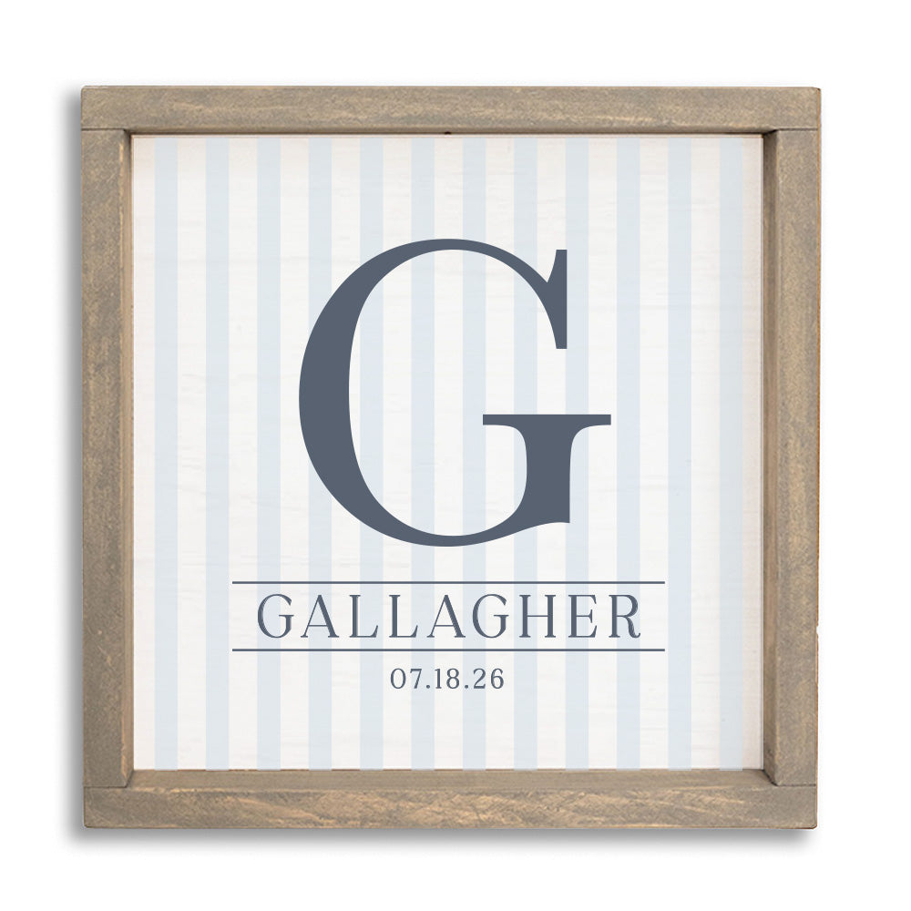 Initial Striped Personalized Wall Art
