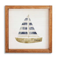 Watercolor Sailboat 24” x 24” Framed Personalized Wall Art