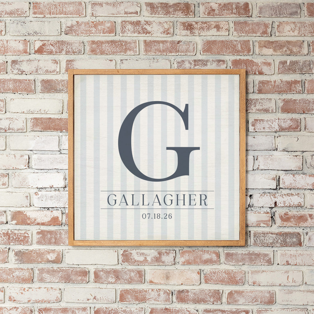 Initial Striped Personalized Wall Art
