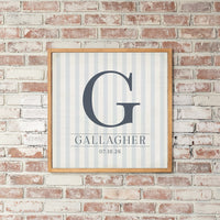Initial Striped Personalized Wall Art