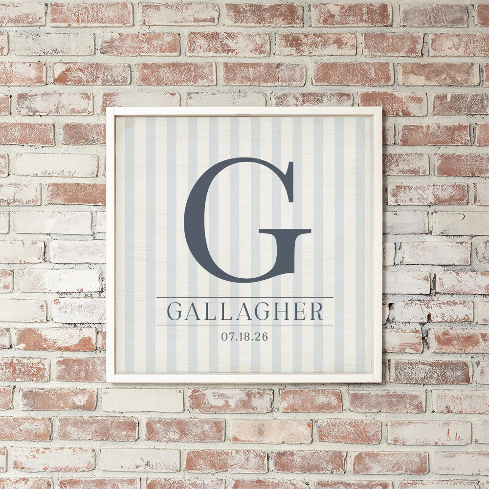 Initial Striped Personalized Wall Art