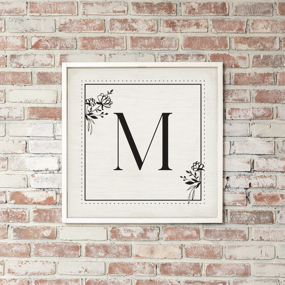 Classic Floral Initial Personalized Wall Art