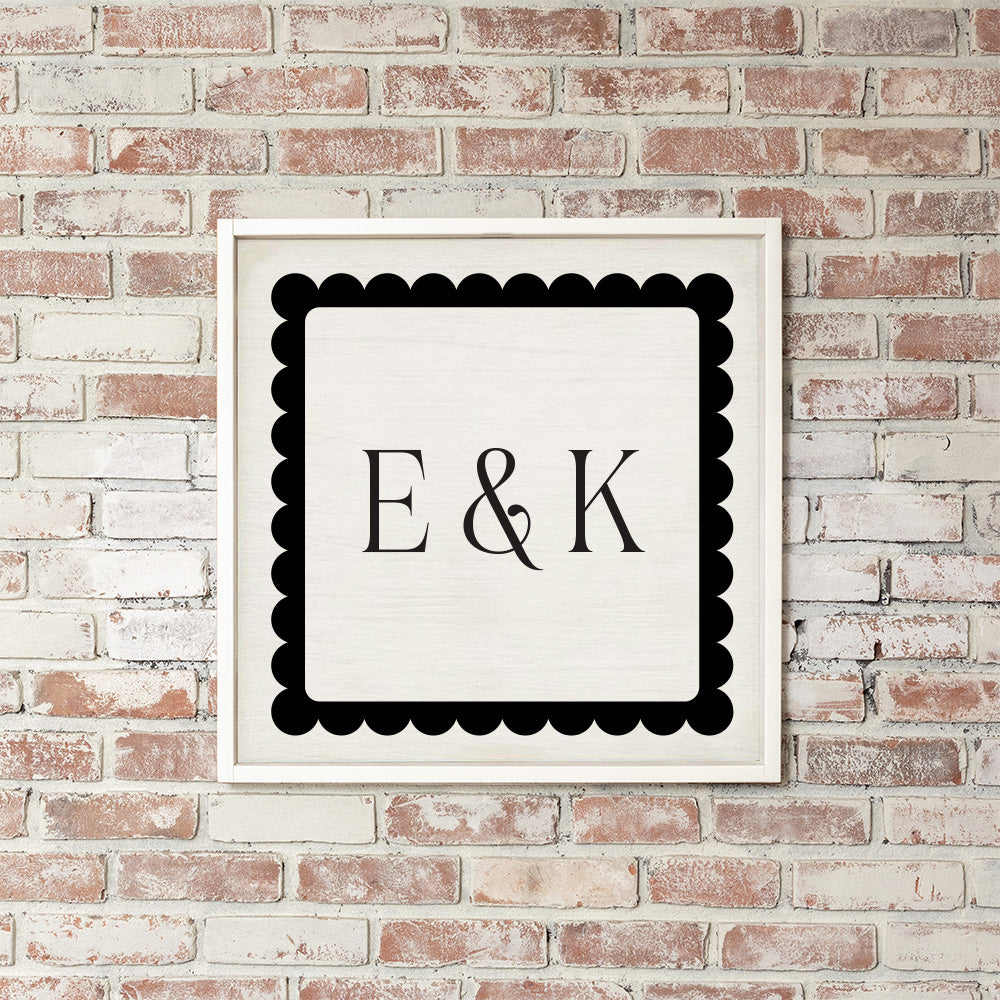 Scalloped Monogram Personalized Wall Art