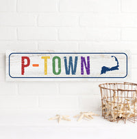 P-Town Rainbow License Plate Barn Wood Sign