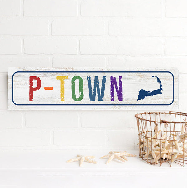 P-Town Rainbow License Plate Barn Wood Sign