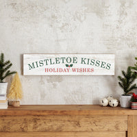 Mistletoe Kisses & Holiday Wishes Barnwood Sign