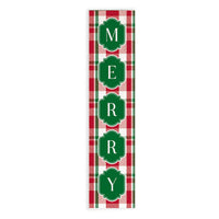 Merry Holiday Plaid Barn Wood Sign