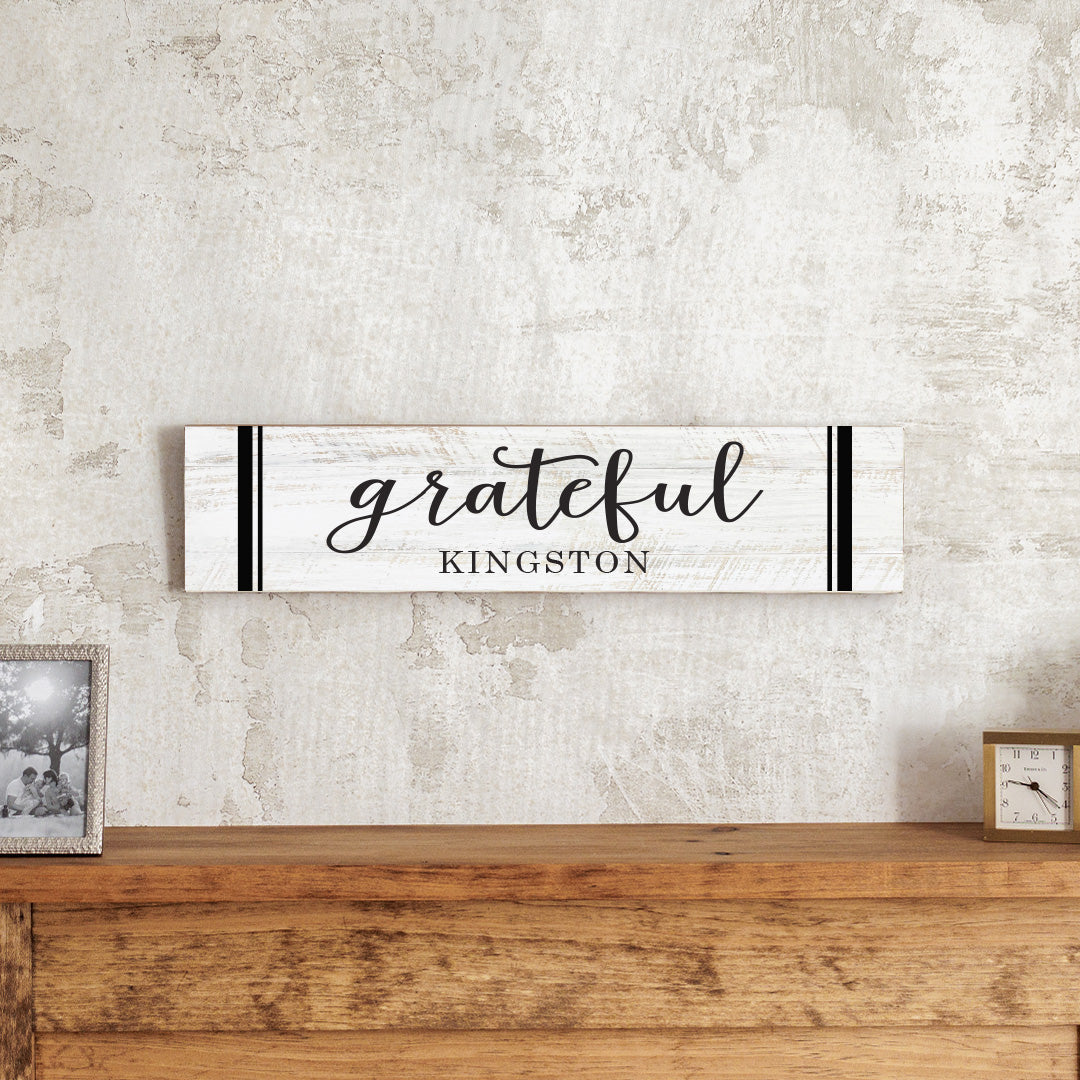 Grateful Personalized Barnwood Sign