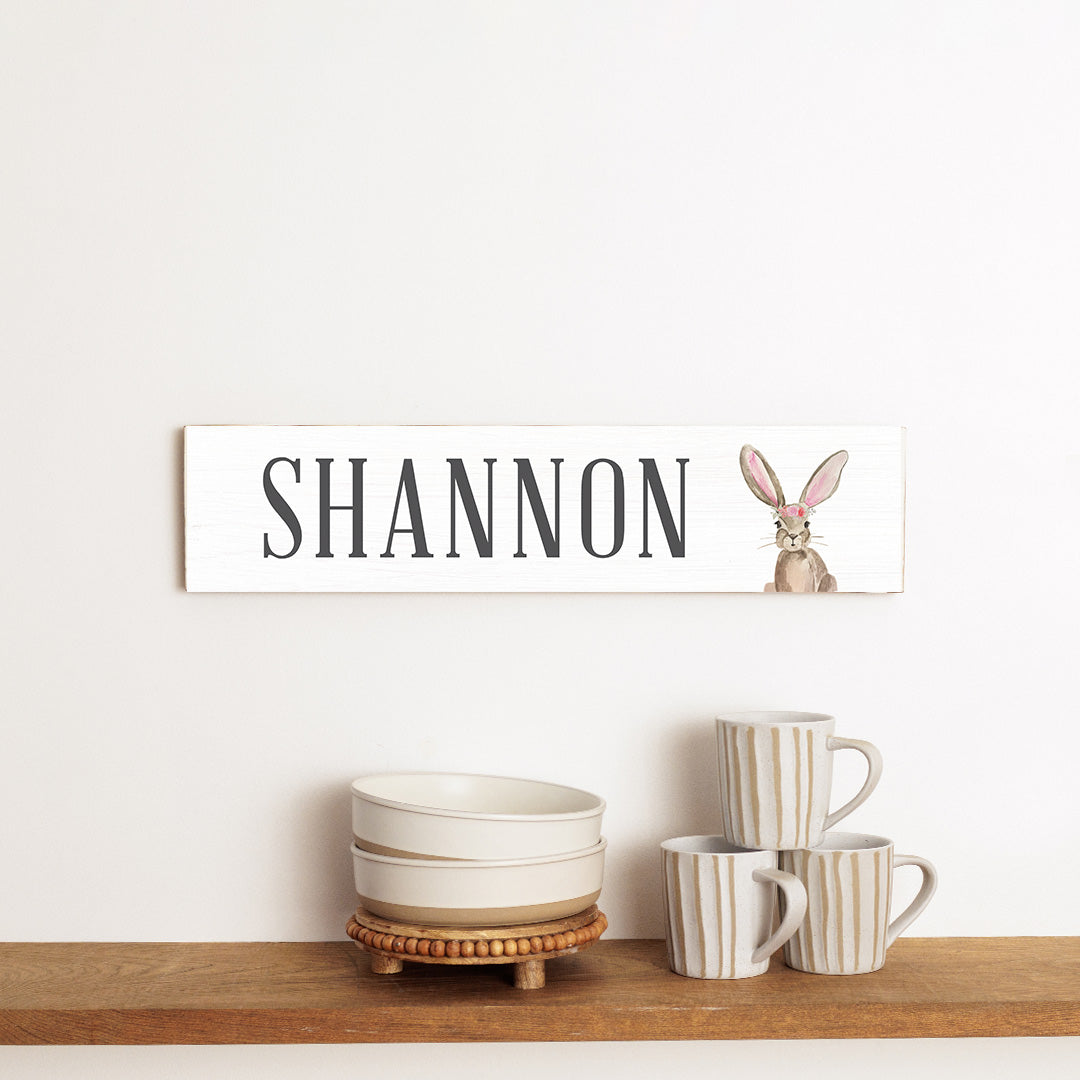 Floral Bunny Personalized Barn Wood Sign