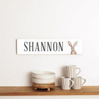 Floral Bunny Personalized Barn Wood Sign