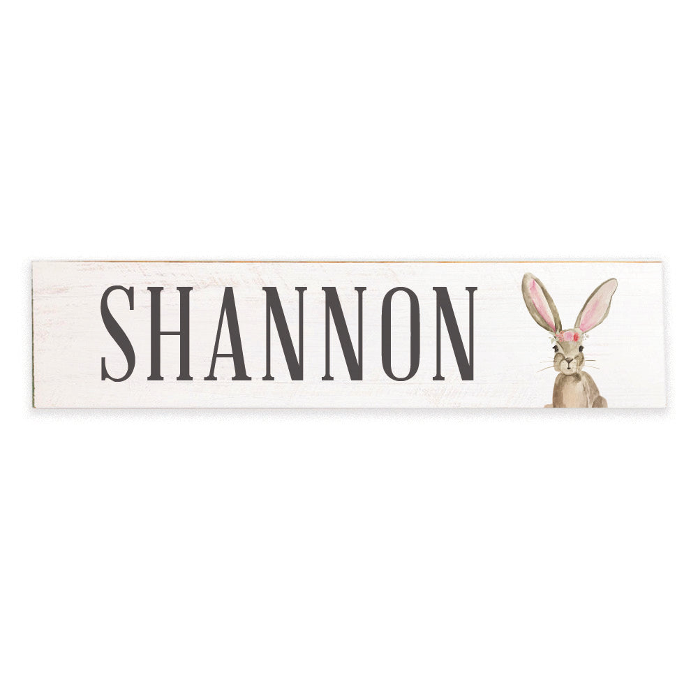 Floral Bunny Personalized Barn Wood Sign