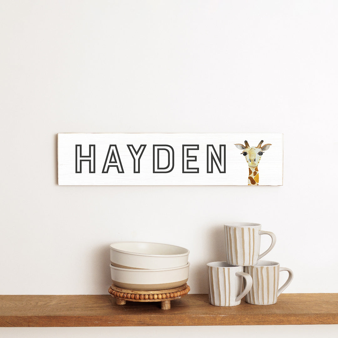 Giraffe Personalized Barn Wood Sign