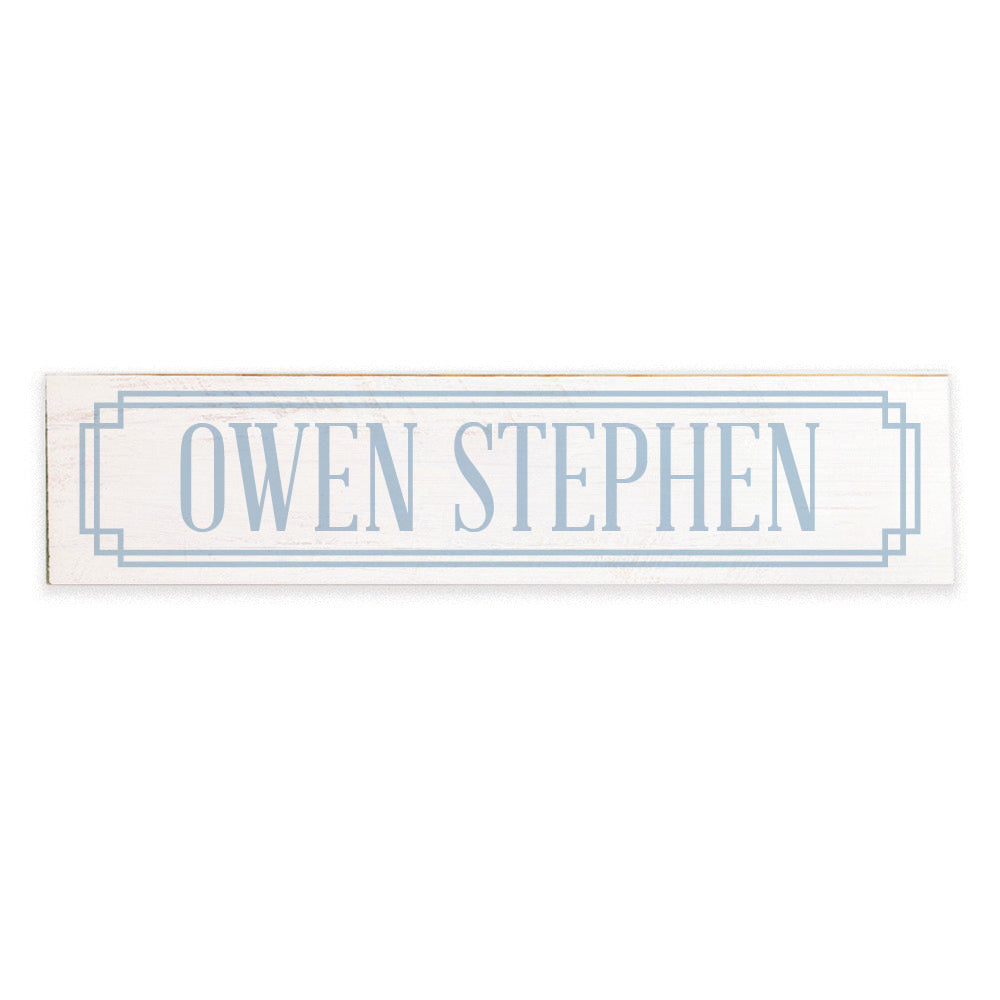 Gingham Blue Personalized Barn Wood Sign