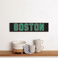 Green and Black Boston Personalized Barn Wood Sign