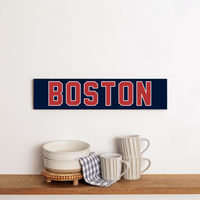 Red and Blue Boston Personalized Barn Wood Sign