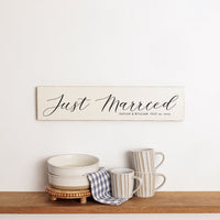 White Just Married Personalized Barn Wood Sign