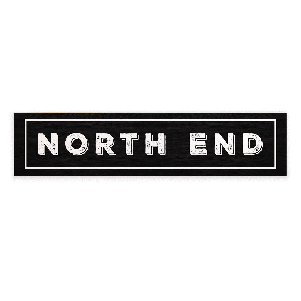North End Black and White Barnwood Sign