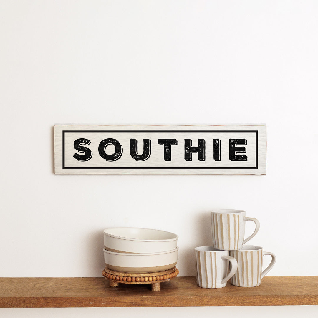 Southie White and Black Barnwood Sign