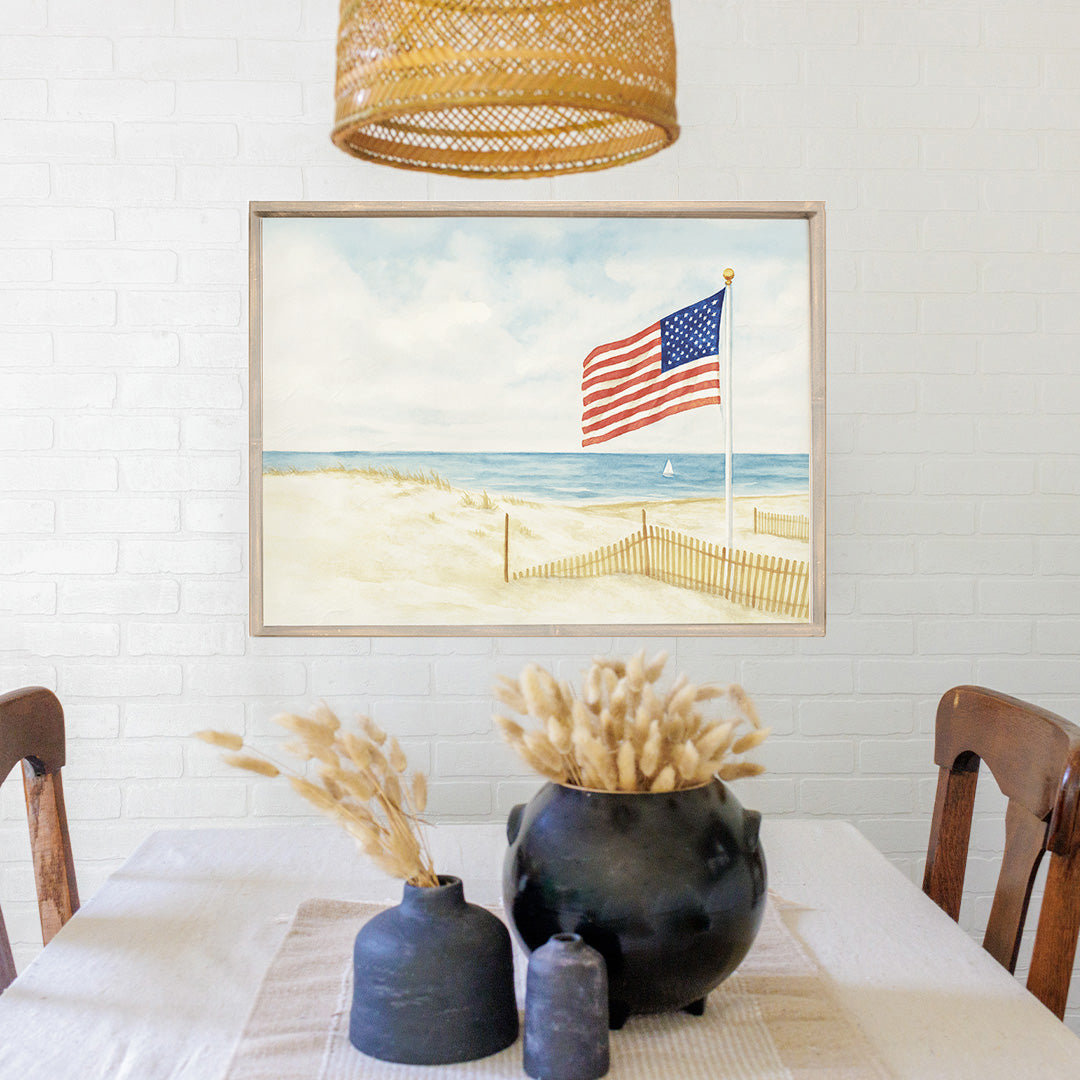 American Flag Beach Wall Art