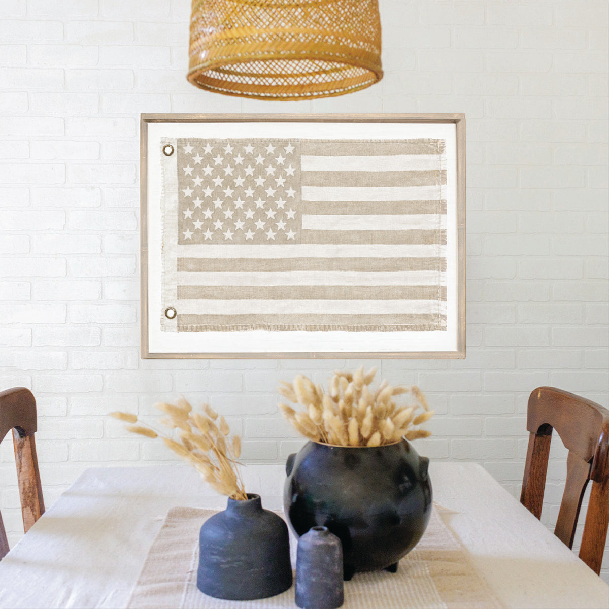 American Vintage Flag Whitewash Wall Art