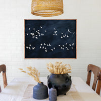 White Birds On Dark Sky Landscape Wall Art 24" x 33"
