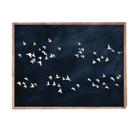White Birds On Dark Sky Landscape Wall Art 24" x 33"