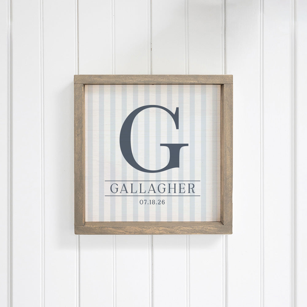 Initial Striped Personalized Wall Art